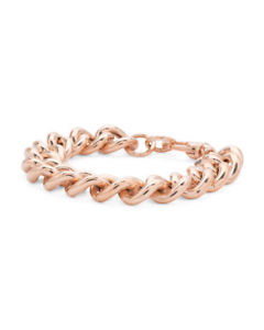 bracelet gold rose 18k イタリアｋローズゴールドブレスレットブロンズリンクイタリアitalian アクセサリ― 【送料無料】ブレスレット plated italy link curb polished bronze ブレスレット