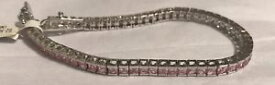 【送料無料】ブレスレット　アクセサリ—　スターリングシルバーピンクブレスレット70 sterling silver pink cz 49 stone bracelet 75