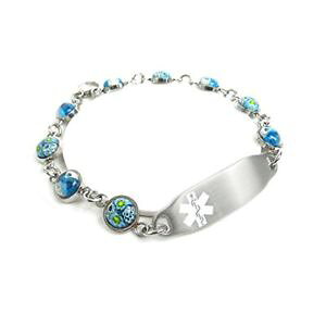 �y���������z�u���X���b�g�@�A�N�Z�T��?�@�u���X���b�g�X�`�[���K���Xmyiddr medical bracelet for women free engraving 1cm steel amp; glass