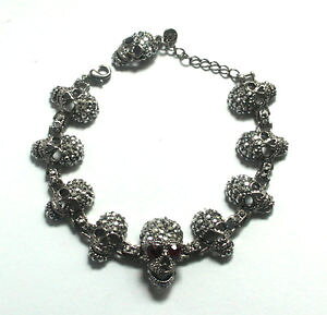 �y���������z�u���X���b�g�@�A�N�Z�T��?�@�o�g���[�E�B���\���V���o�[�N���X�^���G�i�����X�J���u���X���b�gbutler and wilson silver crystal amp; enamel 10 skull bracelet