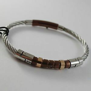 yzuXbg@ANZT?@XeXuE[YX`[CP[u^uXbg`F[Ustainless brown amp; rose steel wire cable rigid bracelet, 4us by cesare paciotti