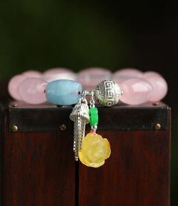 yzuXbg@ANZT?@sN[YNX^or[YVo[uXbgcertified natural pinkrose crystal barrel beads 925 silver bracelet 17*12