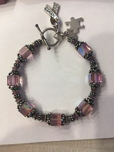 yzuXbg@ANZT?@X^[OVo[X^vXtXL[NX^uXbgsterling silver stamped 925 amp; swarovski crystal autism awareness bracelet