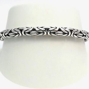 �y���������z�u���X���b�g�@�A�N�Z�T��?�@�X�^�[�����O�V���o�[�~���g���R���[�v�r�U���`���g�O���u���X���b�gsterling silver 5mm turkish rope byzantine toggle bracelet sz 7