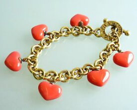 【送料無料】ブレスレット　アクセサリ—　100agathaオレンジモチーフチェーンブレスレット100 authentic agatha orange heart motif goldtone chain bracelet