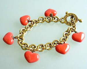 yzuXbg@ANZT?@100agathaIW`[t`F[uXbg100 authentic agatha orange heart motif goldtone chain bracelet