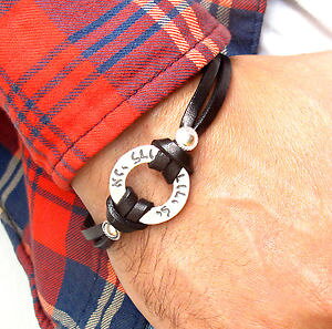 yzuXbg@ANZT?@925 X^[OAjle dodihebrewVF}925 sterling silver leather bracelet ani le dodi i am beloved hebrew bless shema