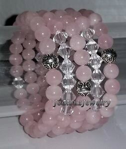 yzuXbg@ANZT?@925 aaa[YR[cKA[LfBuXbgZbgX^[OVo[925 sterling silver healing aaa rose quartz gemstone yoga arm candy bracelet set