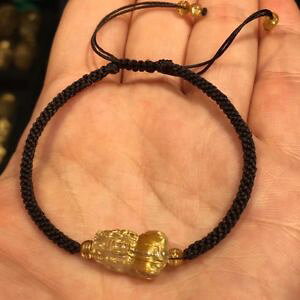 yzuXbg@ANZT?@``^uXbg15*95mm natural gold rutilated titanium quartz crystal pi xiu bracelet aaaa