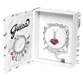 【送料無料】ブレスレット　アクセサリ—　ハートペンダントブレスレットシルバーguess charmbox heart pendant amp; bracelet ubs81001 silver