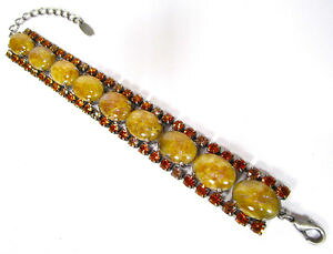 �y���������z�u���X���b�g�@�A�N�Z�T��?�@�u���X���b�g�r���e�[�W�{�w�~�A�K���X���C���X�g�[���N���X�^���I�[�o���g�p�[�Ysoho bracelet true vintage bohemia glass rhinestone crystal oval topaz brown stone