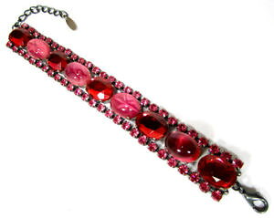 �y���������z�u���X���b�g�@�A�N�Z�T��?�@�u���X���b�g�r���e�[�W�{�w�~�A�K���X�N���X�^�����C���X�g�[���s���Nsoho bracelet true vintage bohemia glass amp; crystal rhinestone oval pink bordaux