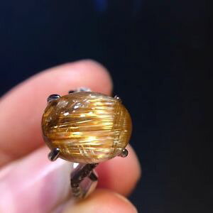 �y���������z�u���X���b�g�@�A�N�Z�T��?�@���`���`�^�������O121*97mm natural gold rutilated titanium quartz crystal ring aaaa