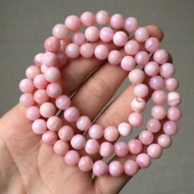 【送料無料】ブレスレット　アクセサリ—　ピンクパウダーオパールクリスタルラウンドビーズブレスレットクリア8mm genuine natural pink powder opal crystal round clear beads bracelet aaa