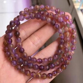 【送料無料】ブレスレット　アクセサリ—　ルチルチタンクォーツビーズブレスレット58mm natural cacoxenite purple rutilated titanium quartz beads bracelet aaa