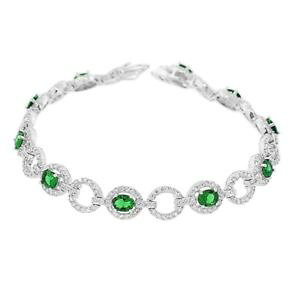 yzuXbg@ANZT?@X^[OVo[NVbNejXuXbgsterling silver white green emeraldtone crystals cz classic tennis bracelet