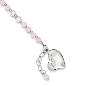 yzuXbg@ANZT?@925 X^[OsNNI[cuXbg925 sterling silver pink quartz and freshwater pearl girls bracelet