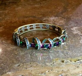 【送料無料】ブレスレット　アクセサリ—　ハイジリボンスワロフスキークリスタルヒンジブレスレットゴージャスheidi daus ribbon swirled swarovski crystal hinged bracelet rare amp; gorgeous