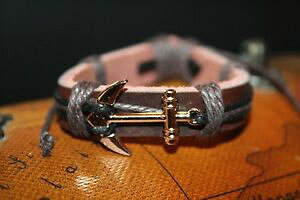�y���������z�u���X���b�g�@�A�N�Z�T��?�@�J�t�A���J�[���b�v�u���X���b�gmen genuine leather nautical wrap adjustable brown cuff anchor bracelet