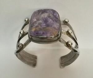 �y���������z�u���X���b�g�@�A�N�Z�T��?�@×�u���X���b�g�V���o�[1x140g charoite stone bracelets silver925
