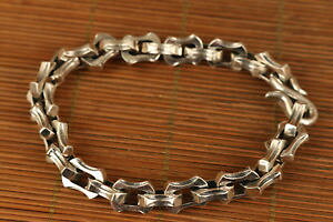 �y���������z�u���X���b�g�@�A�N�Z�T��?�@�V���o�[�u���X���b�g100 fine 925 silver hand carved chinese old bracelet collectable