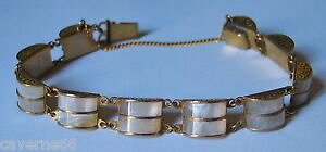 �y���������z�u���X���b�g�@�A�N�Z�T��?�@�`�F�[�����B���e�[�Wa9old vintage jewel gold bracelet small chain brass carved inlaid mother of pearla9