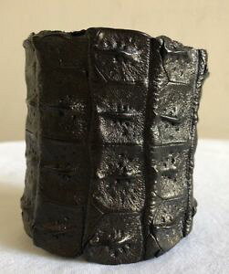 �y���������z�u���X���b�g�@�A�N�Z�T��?�@�v�����j�J�t�u���X���b�g�_�[�N�u���E��preowned nada sawaya clic crocodile cuff bracelet, dark brown