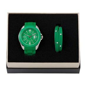 yzuXbg@ANZT?@uXbgVR[ZbgXtXL[dse5122585dse 5122585 green watch with bracelet silicone set swarovski crystal authentic