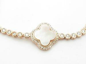 yzuXbg@ANZT?@k[YS[hX^[OVo[p[N[o[uXbgzCgTt@CA18k rose gold sterling silver white sapphire mother of pearl clover bracelet