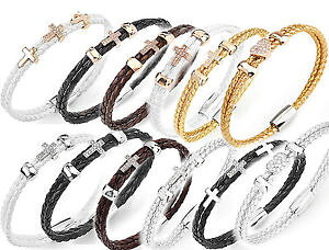 yzuXbg@ANZT?@uXbgA[U[n[gNXXtXL[S[hVo[bracelet amen contemporary braided leather heart cross swarovski gold silver