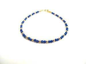 �y���������z�u���X���b�g�@�A�N�Z�T��?�@14k14 k gold beads bead yellow blue lapis gem natural bracelet genuine small lazuli