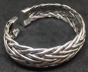 ブレスレット　アクセサリ―　725 925sterlingweave cuff women men bracelet725 925 sterling silver weave cuff women men bracelet 【大特価!!】