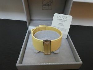 �y���������z�u���X���b�g�@�A�N�Z�T��?�@�u���X���b�g�����b�N�A�[���f�R�K���Xbracelet lalique adjustable yellow lambskin leather with deco glass stone