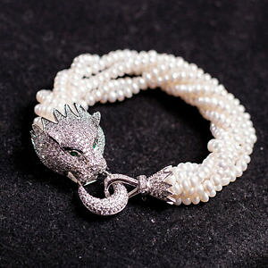 �y���������z�u���X���b�g�@�A�N�Z�T��?�@�u���X���b�g6�~�jd culture�Mfreshwater925a15bracelet six row mini pearl d culturefreshwater leopard silver 925 class a15