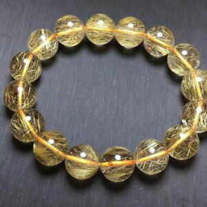yzuXbg@ANZT?@`^`uXbg13mm aaanatural gold titanium rutilated quartz crystal round beads bracelet 13mm aaa