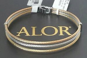 �y���������z�u���X���b�g�@�A�N�Z�T��?�@�A���[�X�v���b�g�u���X���b�g�X�e�����X�C�G���[���[�Y alor split three 3 row bracelet, stainless yellow rose amp; gold