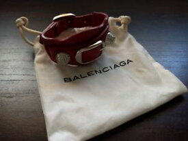 【送料無料】ブレスレット　アクセサリ—　シルバートーンブレスレットサイジングrare balenciaga silver tone amp; red leather bracelet adjustable sizing *