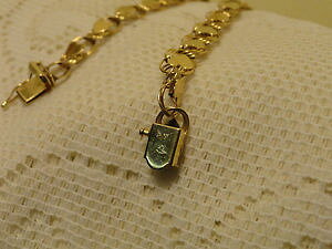 �y���������z�u���X���b�g�@�A�N�Z�T��?�@79�O����14 kt gold�u���X���b�g9 grams 14 kt gold heart bracelet just over 7 inches long excellent shape
