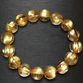 【送料無料】ブレスレット　アクセサリ—　ルチルビーズブレスレットnatural gold rutilated quartz crystal cat eye beads bracelet 13mm aaaa
