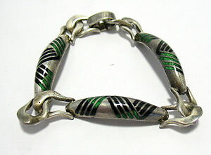 �y���������z�u���X���b�g�@�A�N�Z�T��?�@sterlingenamel blue green bracelet chainlink 7 294grams listing sterling silver enamel blue green bracelet chain link 7 29