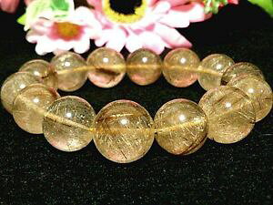 yzuXbg@ANZT?@S[f`EhuXbg165mm rare 5a natural titin golden rutilated quartz round bracelet gift bl8031