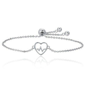 �y���������z�u���X���b�g�@�A�N�Z�T��?�@�u���X���b�g�X�^�[�����O�V���o�[925 sterling silver ecg of love heart adjustable bracelet for women p8p1 f0t0