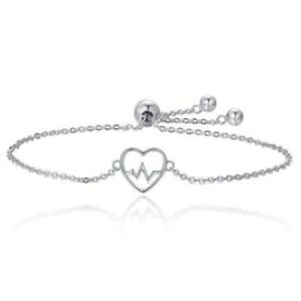 【送料無料】ブレスレット　アクセサリ—　スターリングシルバーブレスレット listing1x925 sterling silver ecg of love heart adjustable bracelet for women d2g2