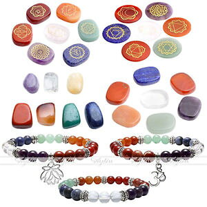 yzuXbg@ANZT?@`NXCXXgb`uXbg7 chakra carved gems flat oval slice irregular stones lotus om stretch bracelet