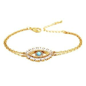 �y���������z�u���X���b�g�@�A�N�Z�T��?�@�I�p�[���u���X���b�gglitter cz double layer opal gem gold plated evil eye double strand bracelet