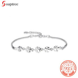【送料無料】ブレスレット　アクセサリ—　クローバースターリングシルバーブレスレットluxury clover charms s925 sterling silver bracelets for women jewelry lover gift