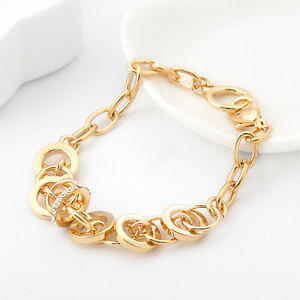 yzuXbg@ANZT?@18kt@bV`F[uXbg818k gold filled womens fashion rings crystal solid chain charm bracelet 8