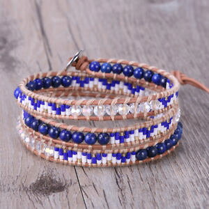 �y���������z�u���X���b�g�@�A�N�Z�T��?�@�{�w�~�A�����s�X���Y���N���X�^���r�[�Y�u���X���b�g���b�v�u���X���b�gkelitch bohemian lapis lazuli crystal beaded 3 wrap bracelet friendship bracelet
