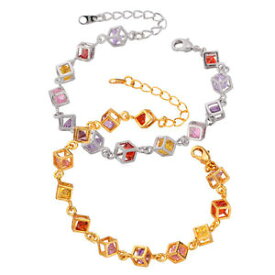【送料無料】ブレスレット　アクセサリ—　プラチナチェーンブレスレットクリスマスcute platinum plated aaa cz girls jewelry box charms chain bracelet xmas gift