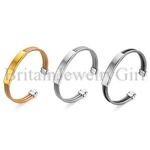 yzuXbg@ANZT?@freeXeXid^OP[uC[JtXuXbgfree engraving stainless steel id tag cable wire cuff bracelet for men women